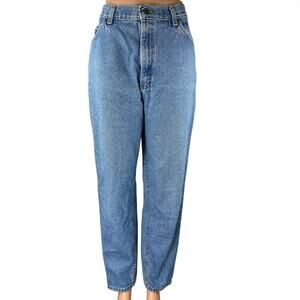 Lee Women's Blue Medium Wash High Waisted Tapered Carrot Mom Denim Jeans Size M